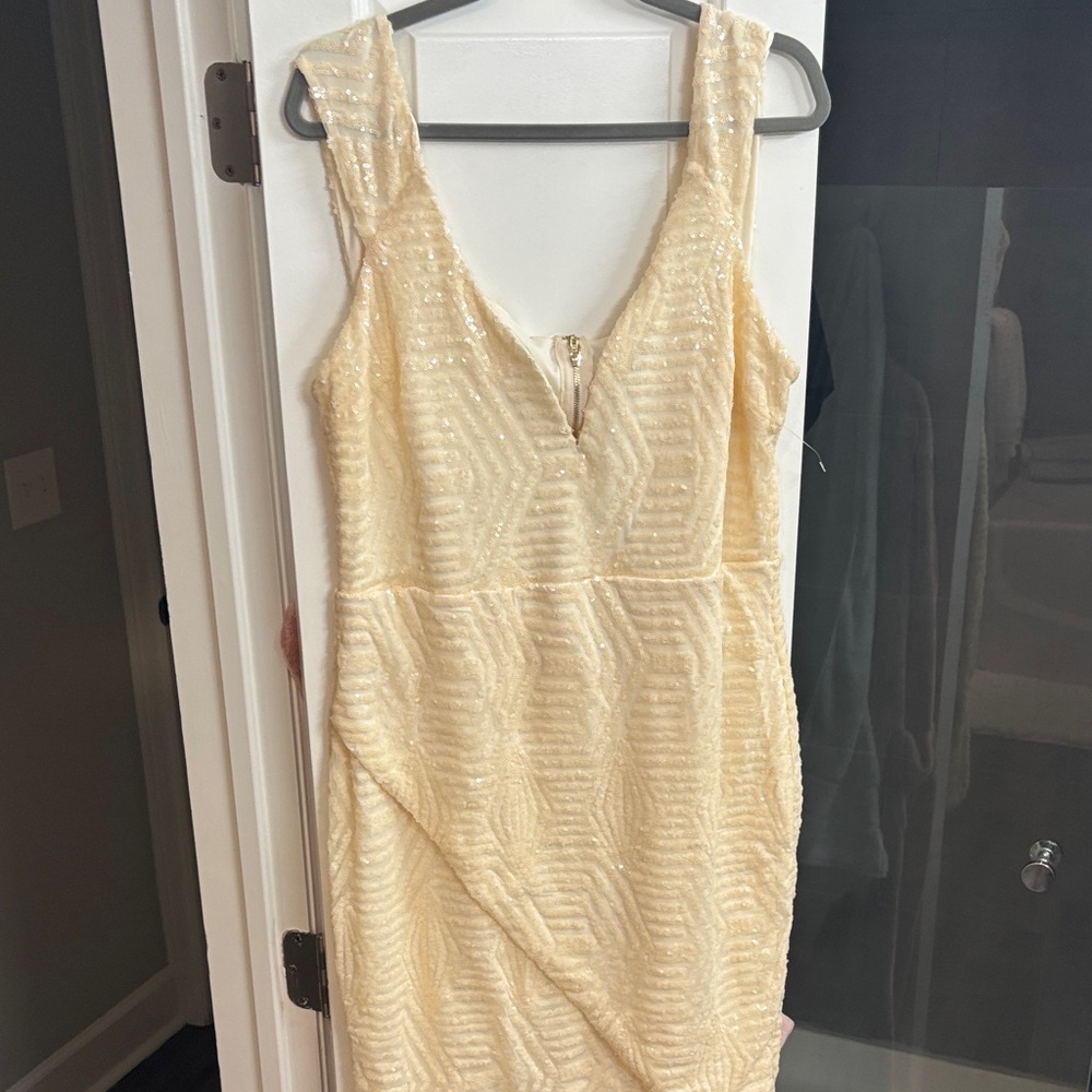 Charlotte Russe Cream Sequin Mini Dress